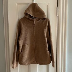 Varley Brown Full-Zip Sherpa Hoodie